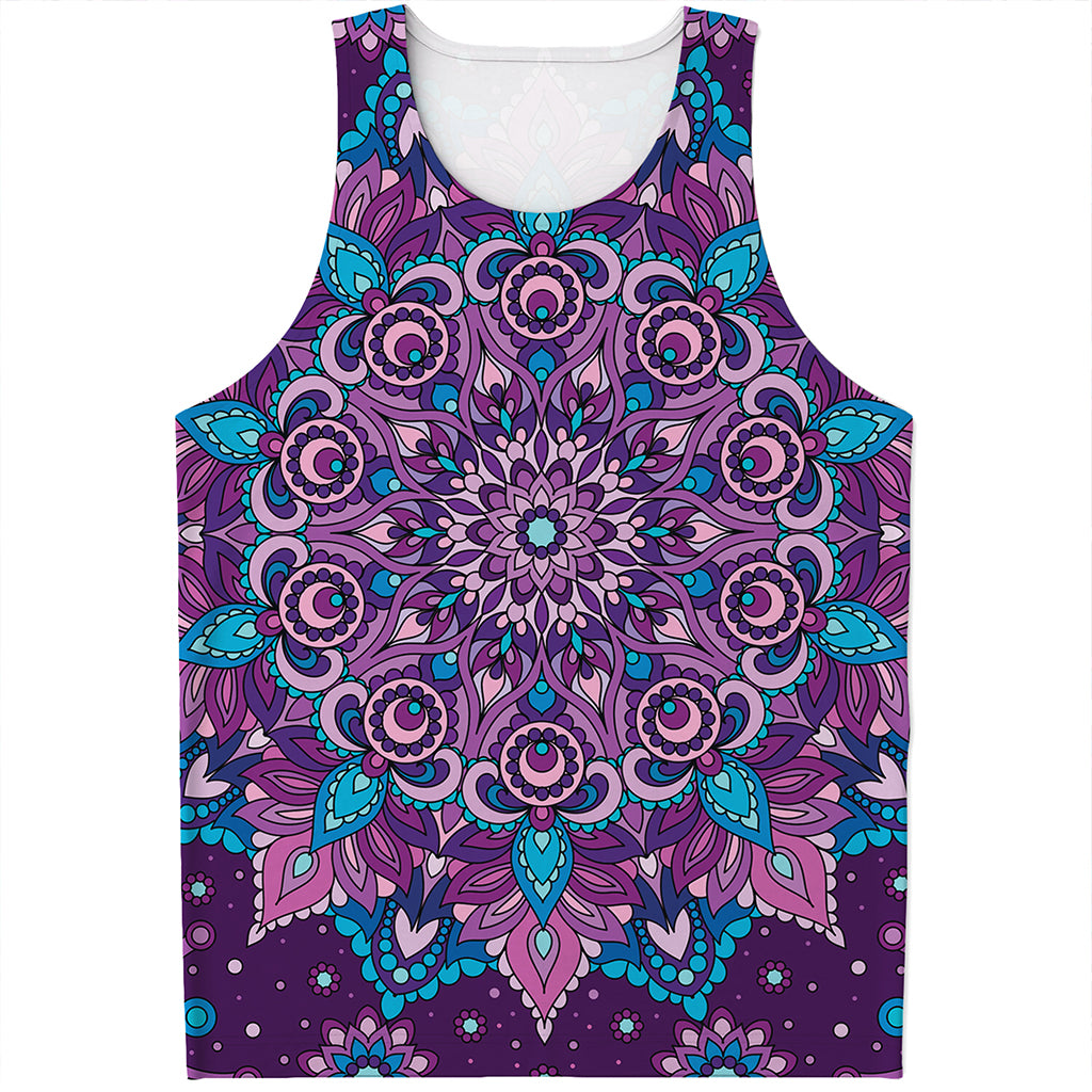 Purple And Blue Mandala Print Men's Tank Top