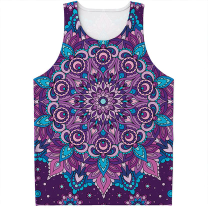 Purple And Blue Mandala Print Men's Tank Top