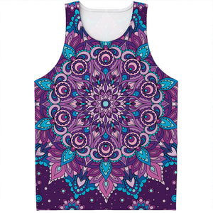 Purple And Blue Mandala Print Men's Tank Top