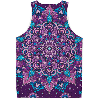 Purple And Blue Mandala Print Men's Tank Top