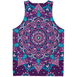 Purple And Blue Mandala Print Men's Tank Top