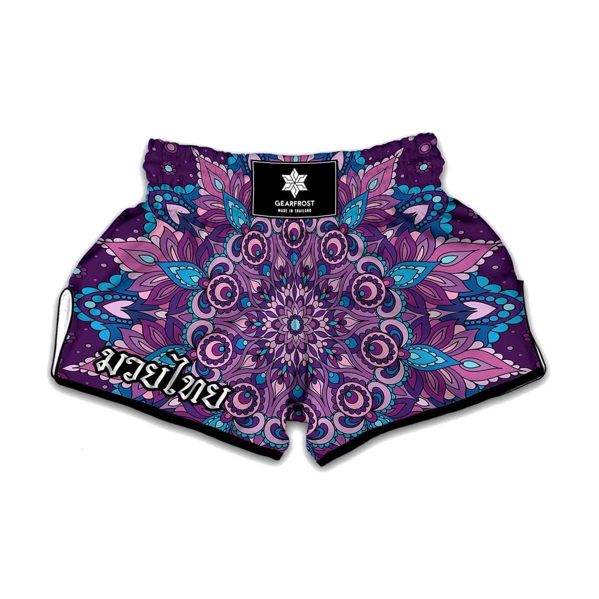 Purple And Blue Mandala Print Muay Thai Boxing Shorts