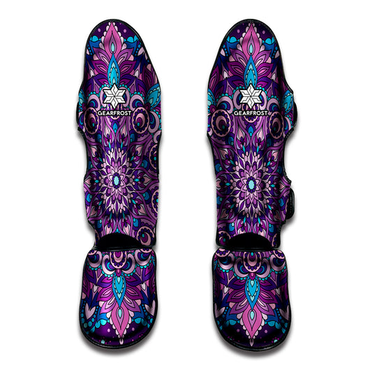 Purple And Blue Mandala Print Muay Thai Shin Guard
