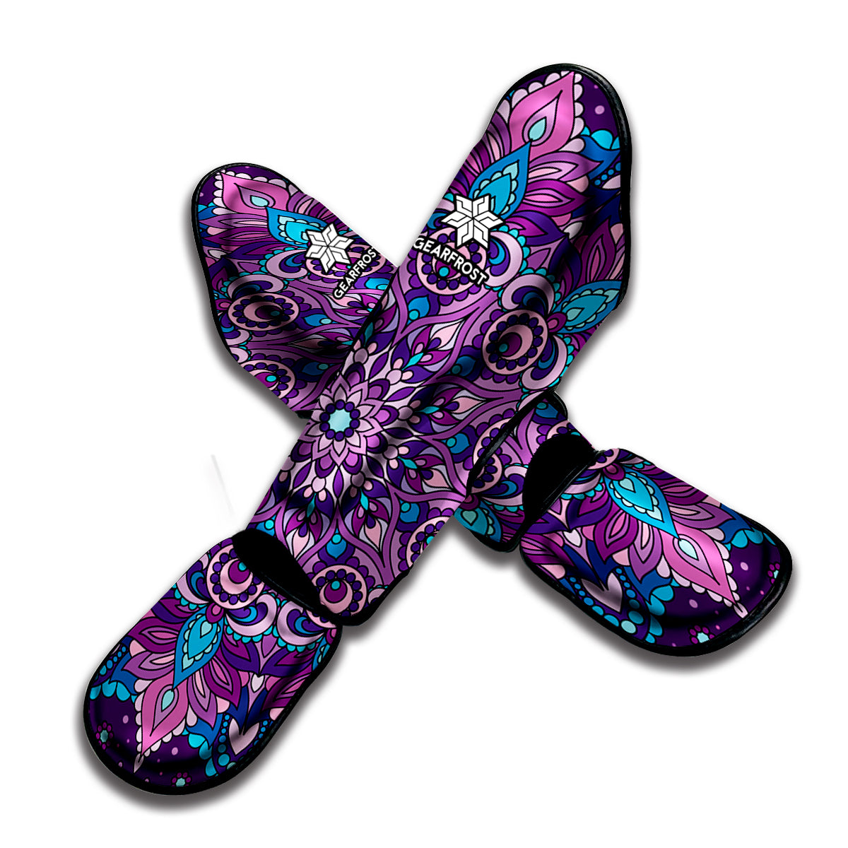 Purple And Blue Mandala Print Muay Thai Shin Guard