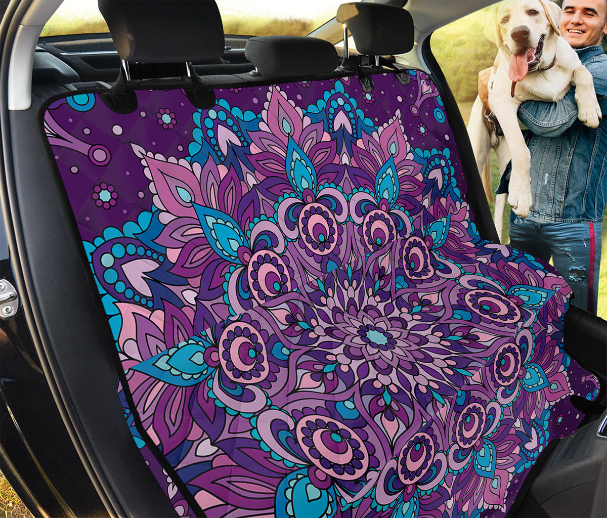 Purple And Blue Mandala Print Pet Car Back Seat Cover