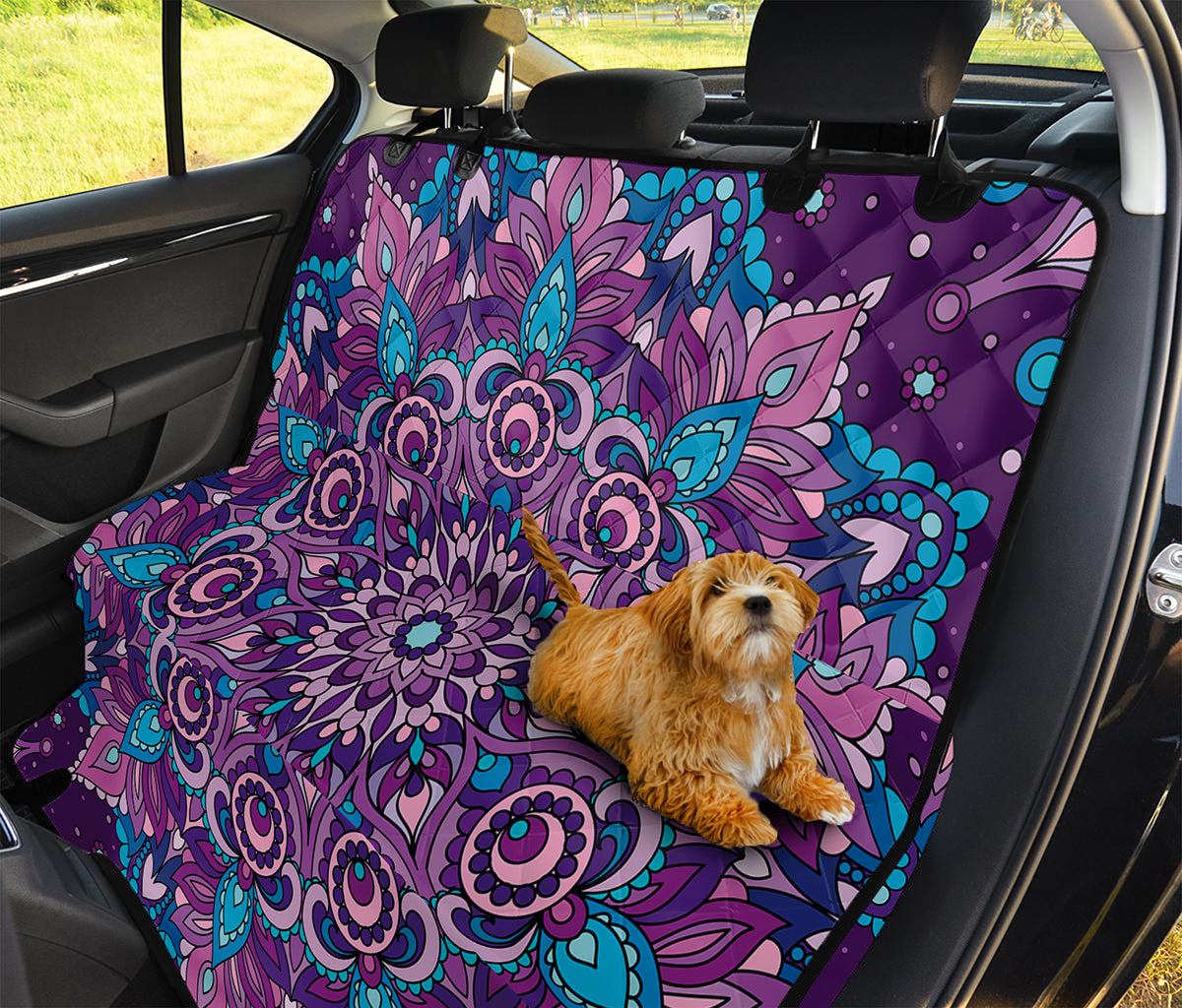 Purple And Blue Mandala Print Pet Car Back Seat Cover