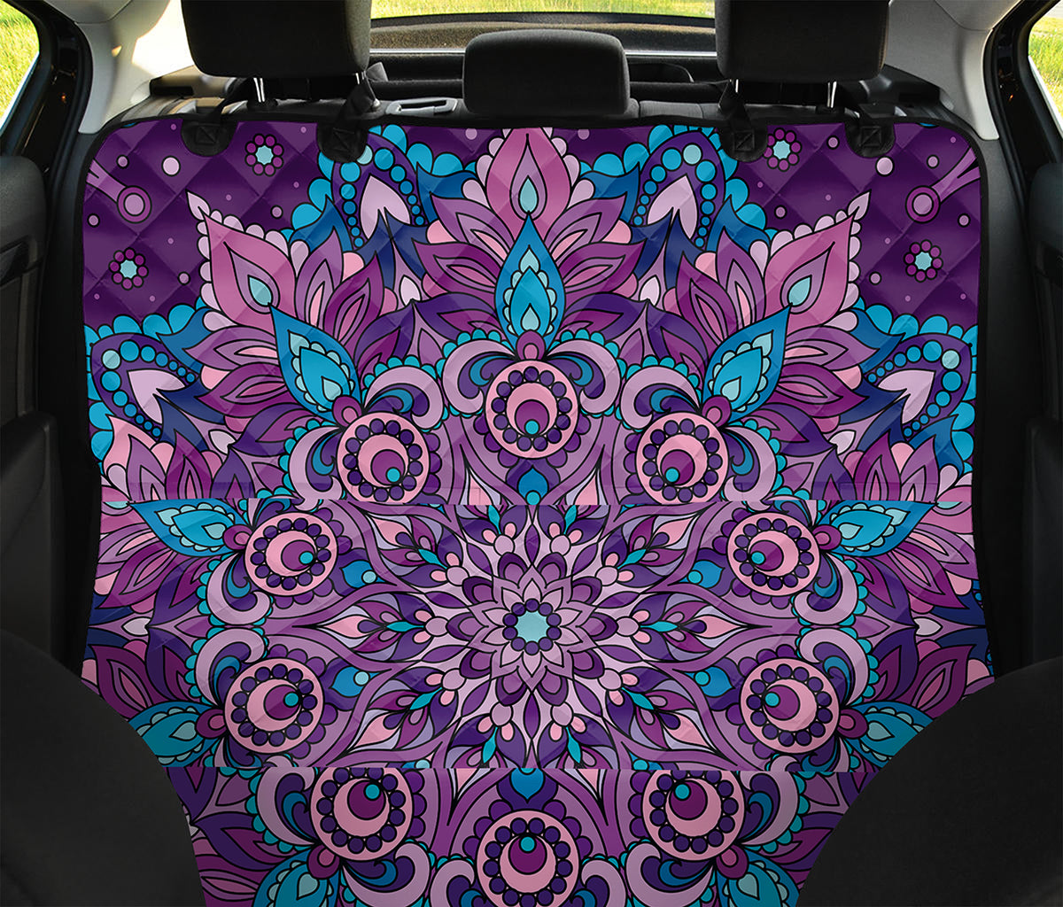Purple And Blue Mandala Print Pet Car Back Seat Cover