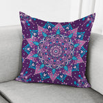 Purple And Blue Mandala Print Pillow Cover