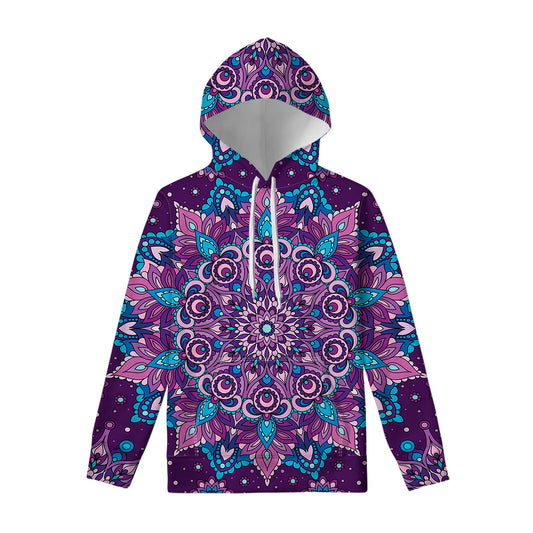 Purple And Blue Mandala Print Pullover Hoodie