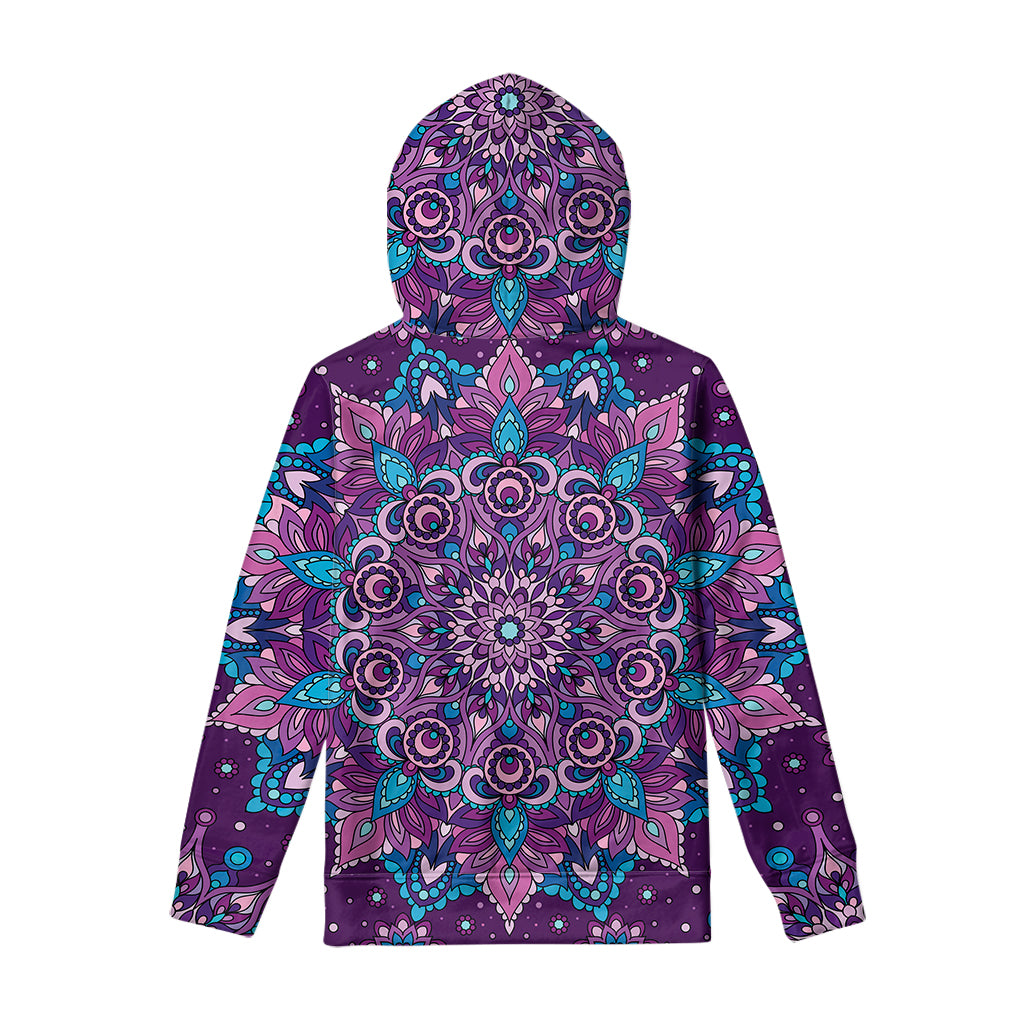 Purple And Blue Mandala Print Pullover Hoodie