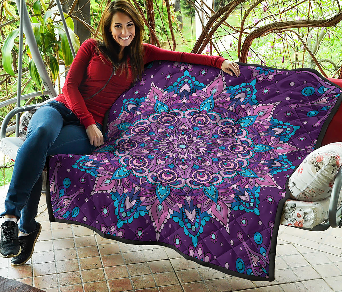 Purple And Blue Mandala Print Quilt
