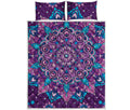 Purple And Blue Mandala Print Quilt Bed Set