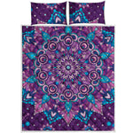 Purple And Blue Mandala Print Quilt Bed Set