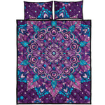 Purple And Blue Mandala Print Quilt Bed Set