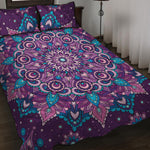 Purple And Blue Mandala Print Quilt Bed Set