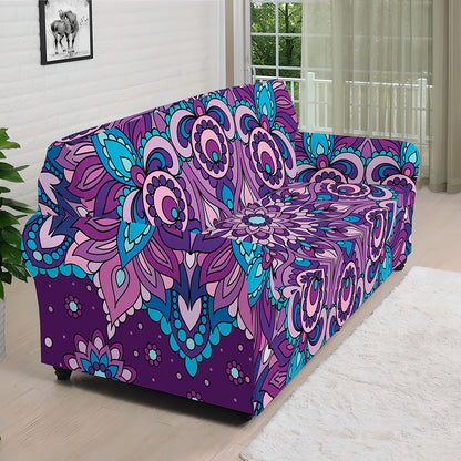 Purple And Blue Mandala Print Sofa Cover