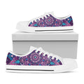 Purple And Blue Mandala Print White Low Top Sneakers