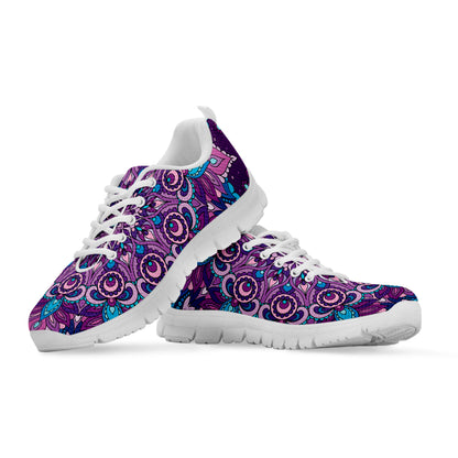 Purple And Blue Mandala Print White Sneakers