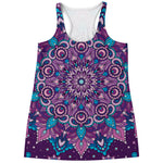 Purple And Blue Mandala Print Women's Racerback Tank Top