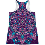 Purple And Blue Mandala Print Women's Racerback Tank Top