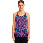 Purple And Blue Mandala Print Women's Racerback Tank Top