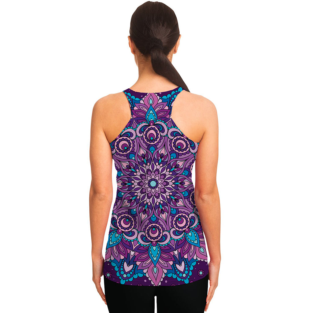 Purple And Blue Mandala Print Women's Racerback Tank Top