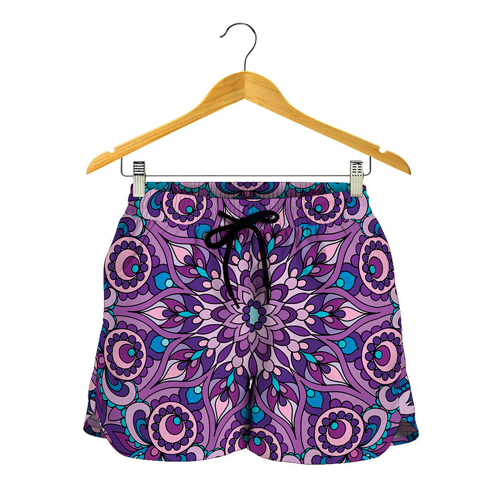 Purple And Blue Mandala Print Women's Shorts
