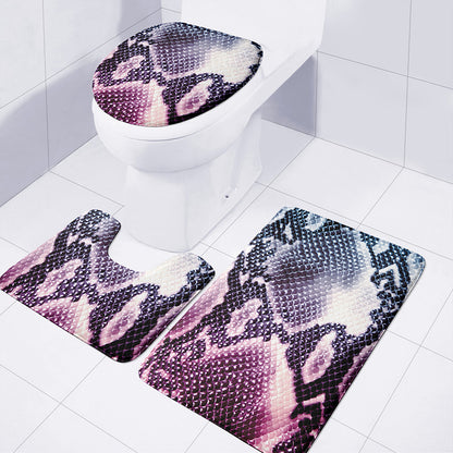 Purple And Blue Snakeskin Print 3 Piece Bath Mat Set