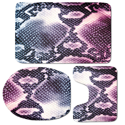 Purple And Blue Snakeskin Print 3 Piece Bath Mat Set