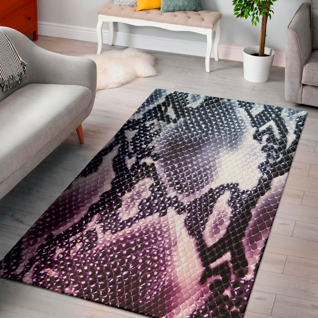 Purple And Blue Snakeskin Print Area Rug