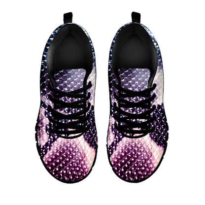 Purple And Blue Snakeskin Print Black Sneakers