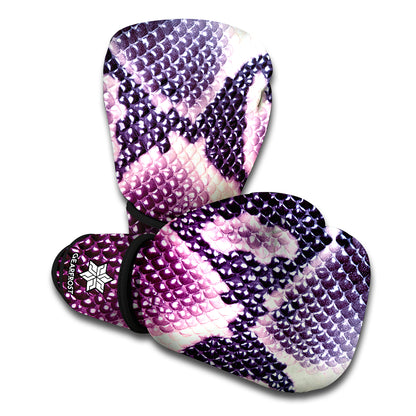 Purple And Blue Snakeskin Print Boxing Gloves