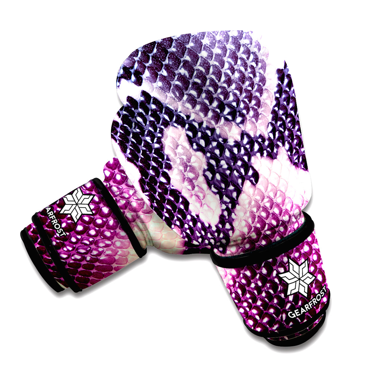 Purple And Blue Snakeskin Print Boxing Gloves