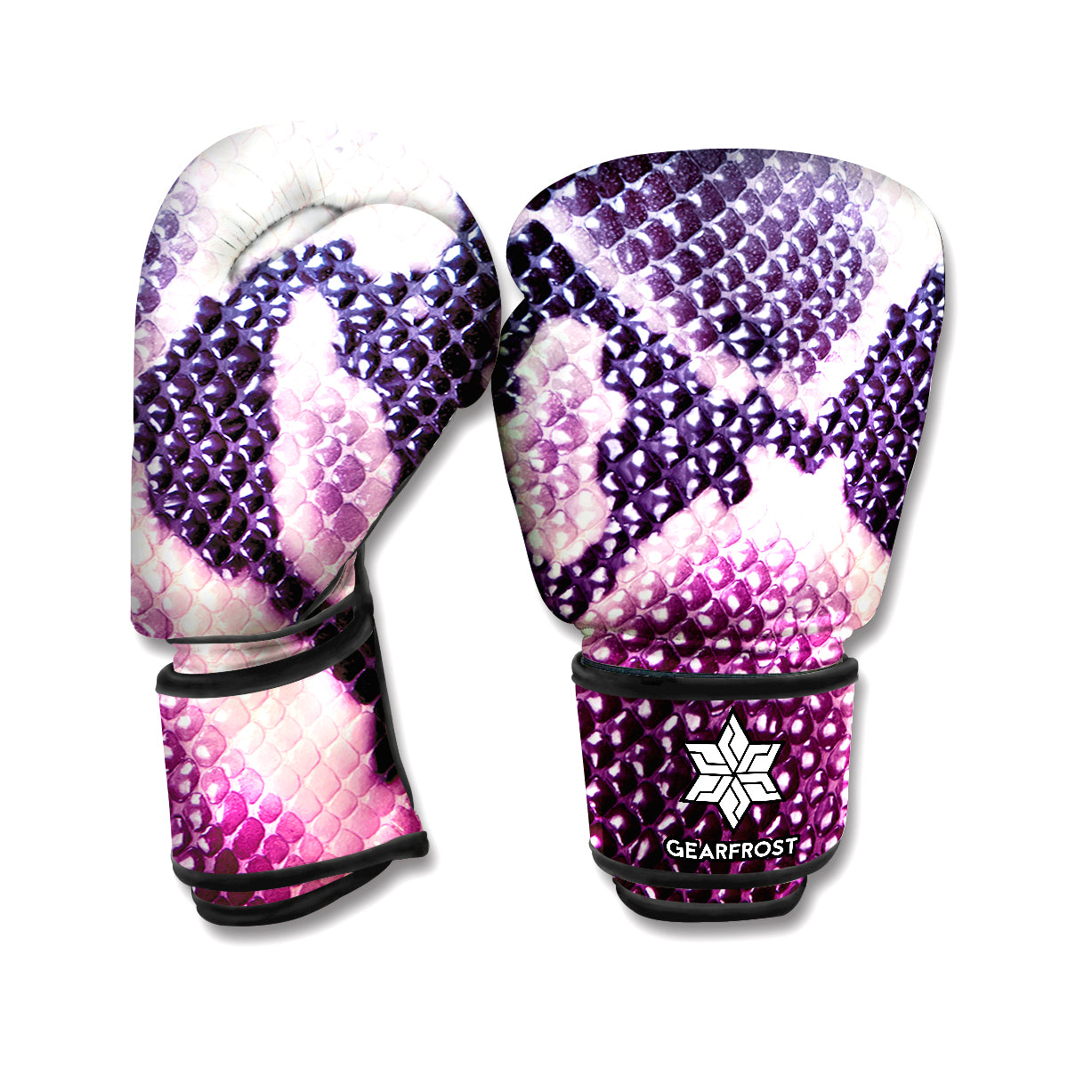 Purple And Blue Snakeskin Print Boxing Gloves