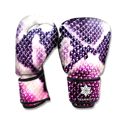 Purple And Blue Snakeskin Print Boxing Gloves