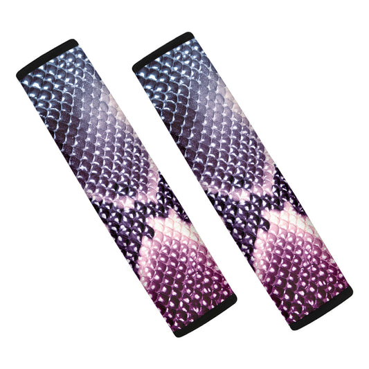 Purple And Blue Snakeskin Print Car Seat Belt Covers