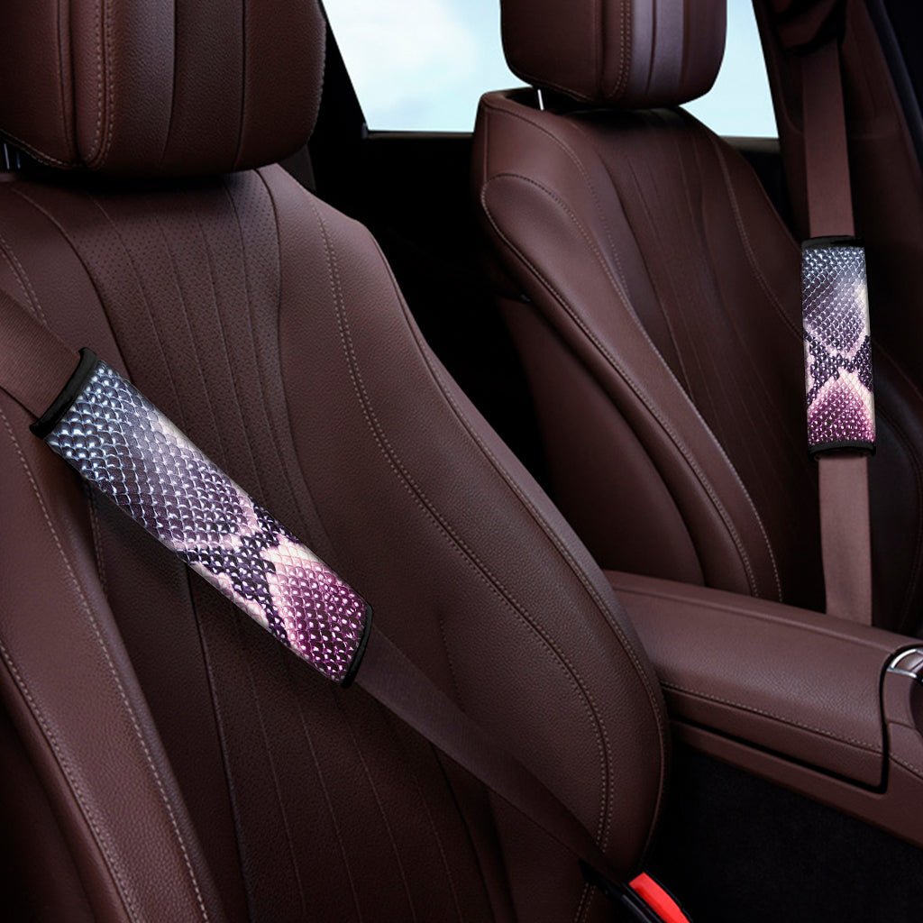 Purple And Blue Snakeskin Print Car Seat Belt Covers