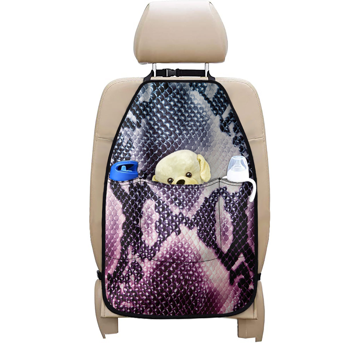 Purple And Blue Snakeskin Print Car Seat Organizers