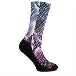 Purple And Blue Snakeskin Print Crew Socks
