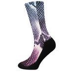 Purple And Blue Snakeskin Print Crew Socks