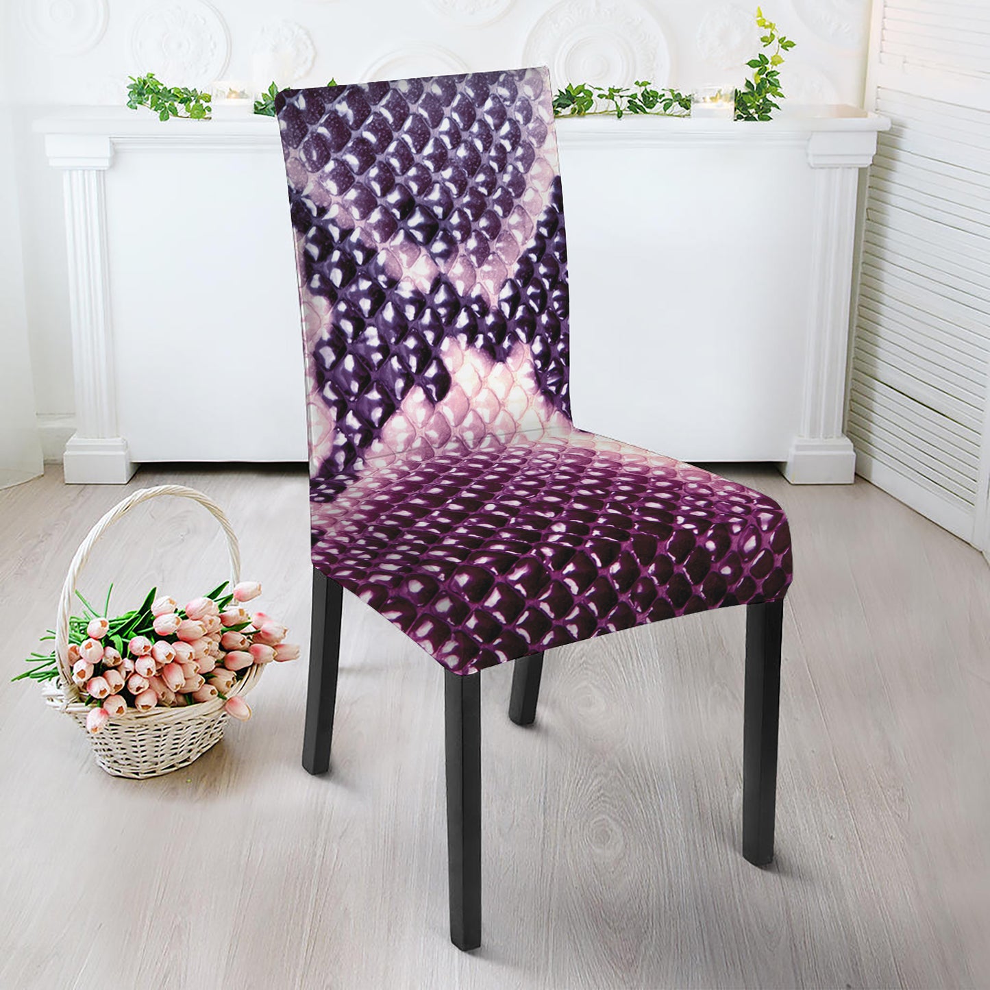 Purple And Blue Snakeskin Print Dining Chair Slipcover