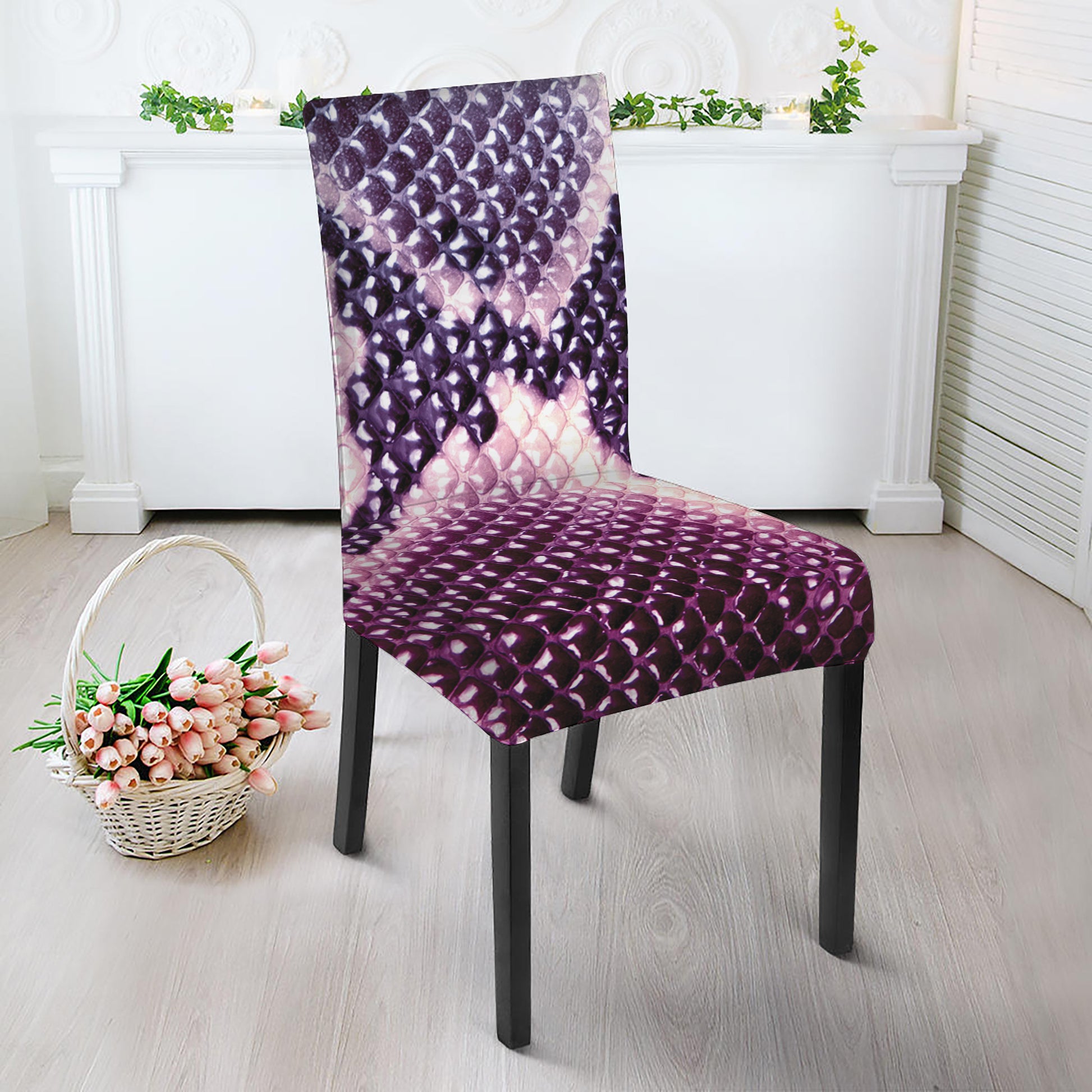 Purple And Blue Snakeskin Print Dining Chair Slipcover