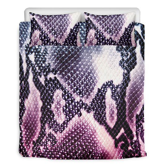 Purple And Blue Snakeskin Print Duvet Cover Bedding Set