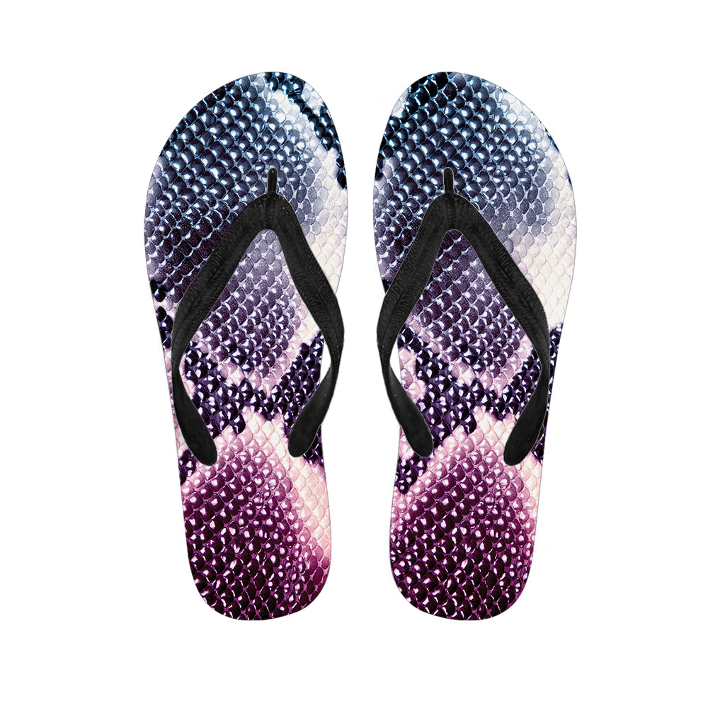 Purple And Blue Snakeskin Print Flip Flops