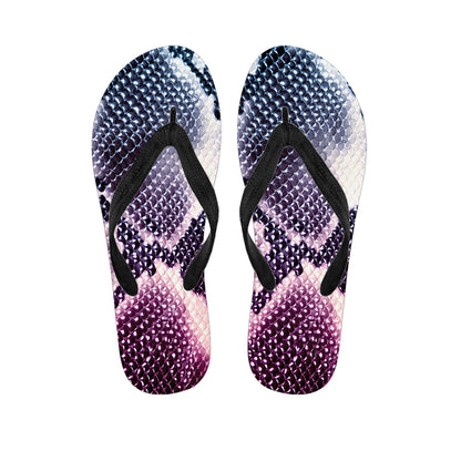 Purple And Blue Snakeskin Print Flip Flops