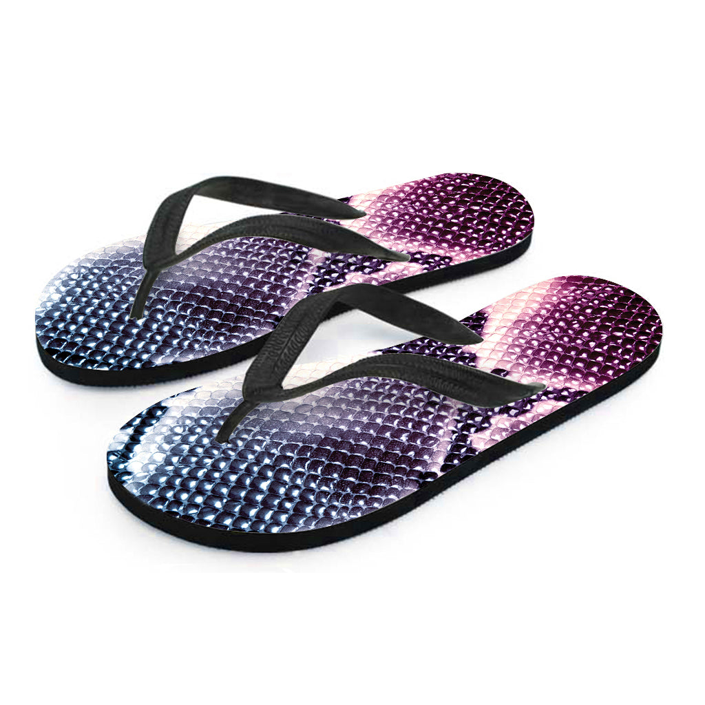 Purple And Blue Snakeskin Print Flip Flops