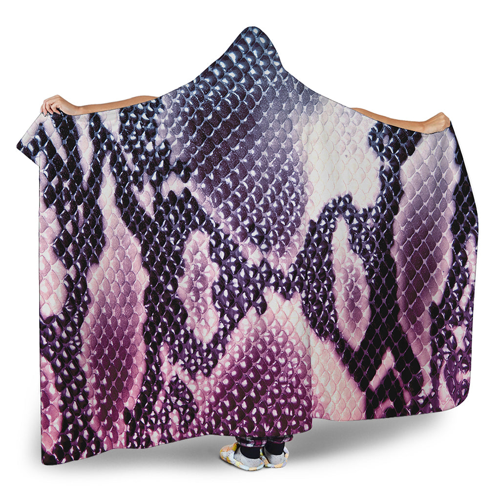 Purple And Blue Snakeskin Print Hooded Blanket