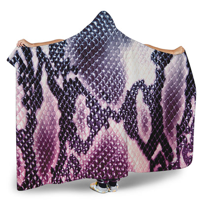 Purple And Blue Snakeskin Print Hooded Blanket