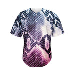 Purple And Blue Snakeskin Print Men's Baseball Jersey