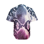 Purple And Blue Snakeskin Print Men's Baseball Jersey